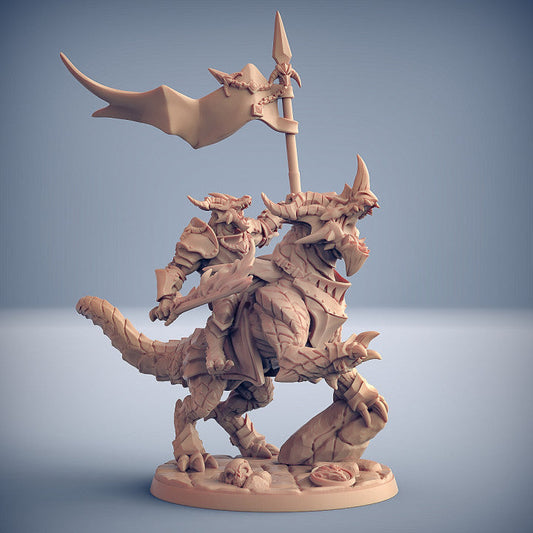 Dragonborn Dragonling Knights Mounted | Large | Artisan Guild | D&D DnD Pathfinder Miniature
