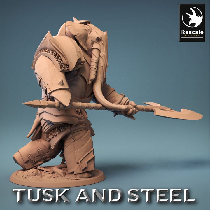 Loxodon Warrior Great Axe Fighter | Large | Rescale Miniatures | D&D DnD Pathfinder Miniature