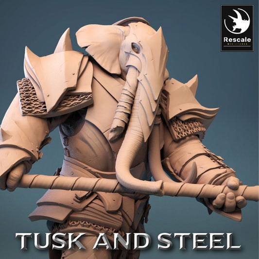 Loxodon Warrior Great Axe Fighter | Large | Rescale Miniatures | D&D DnD Pathfinder Miniature