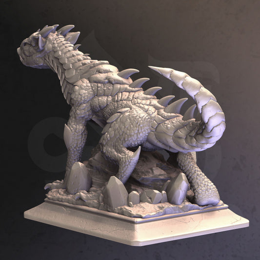 Silver Tailed Drake Guard Dragon | Large | DM Stash | D&D DnD Pathfinder Miniature