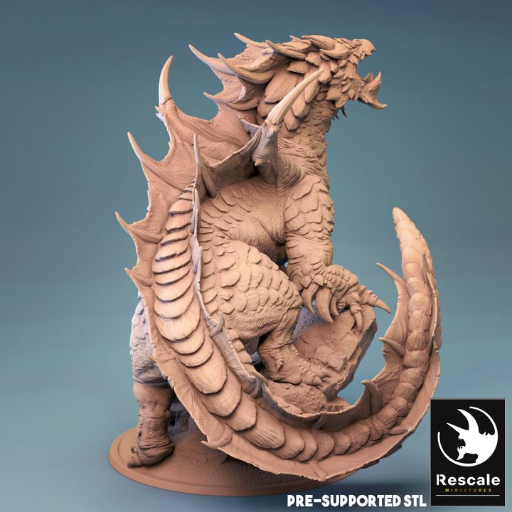 Elder Brown Dragon - Roaring (100mm Base)