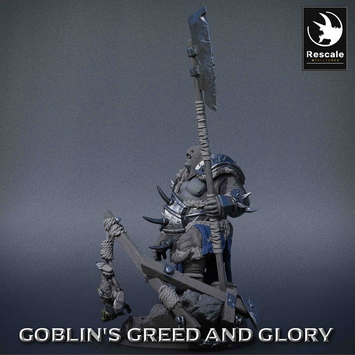 Ogre Axe Warrior Miniature | Large | Rescale Miniatures | D&D DnD Pathfinder Miniature