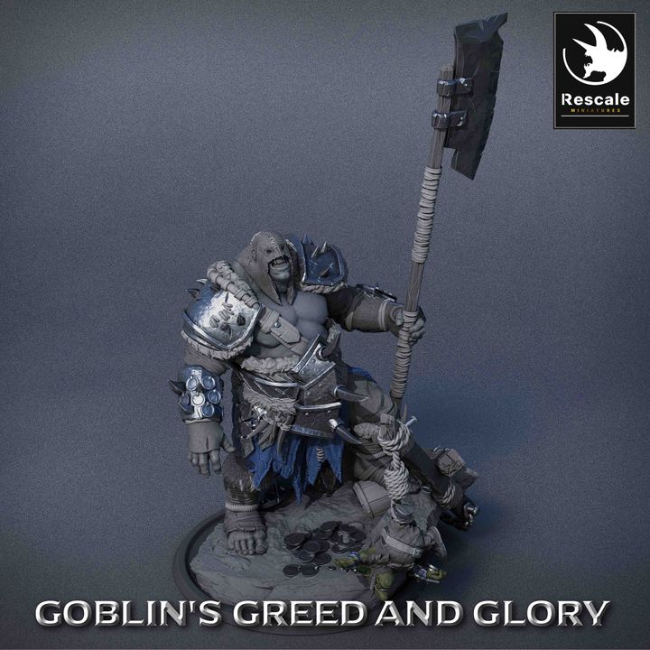Ogre Axe Warrior Miniature | Large | Rescale Miniatures | D&D DnD Pathfinder Miniature