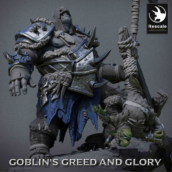 Ogre Axe Warrior Miniature | Large | Rescale Miniatures | D&D DnD Pathfinder Miniature