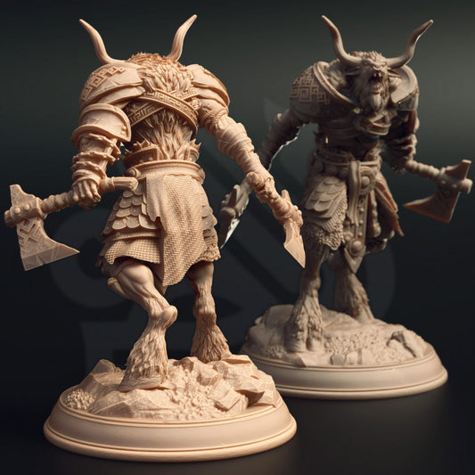 Minotaur Barbarian Warrior Dual Axes | Medium | DM Stash | D&D DnD Pathfinder Miniature