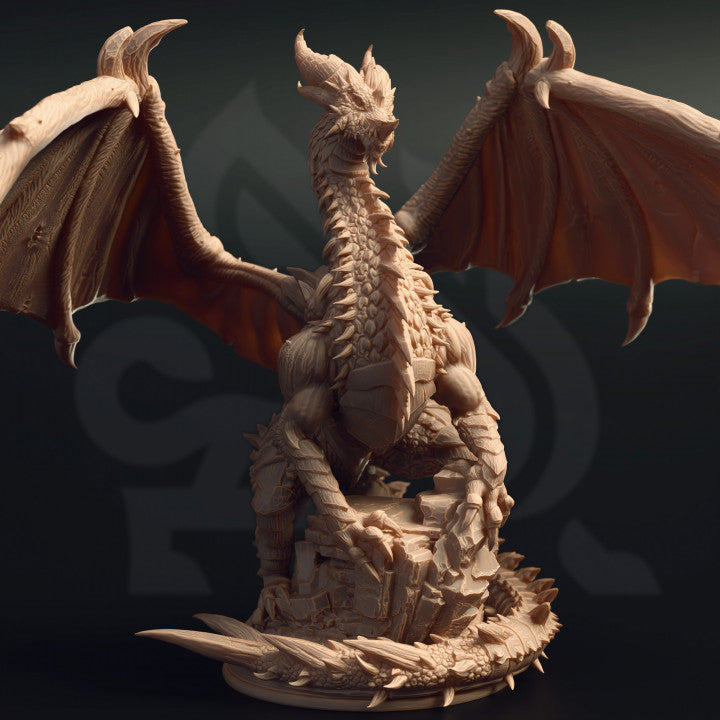 Ancient Black Dragon - Roaring (100mm Base)
