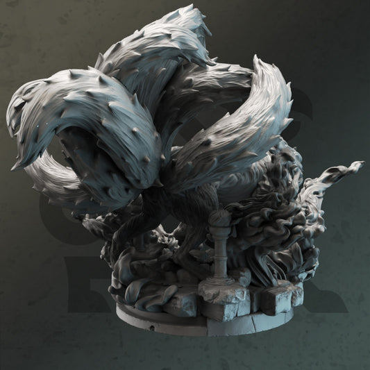 Nine Tailed Fire Fox Elemental Monstrosity | Large | DM Stash | D&D DnD Pathfinder Miniature