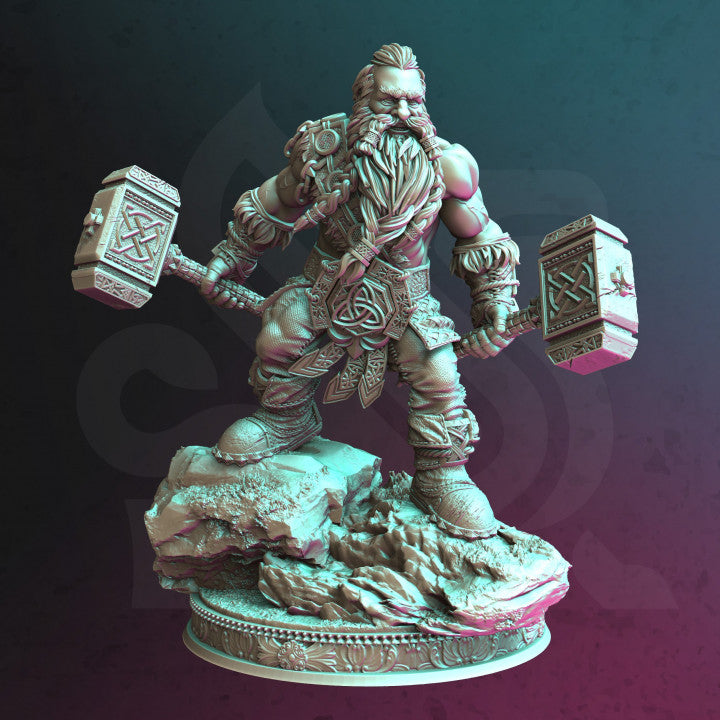 Dwarf Barbarian - Hammer (25mm Base)
