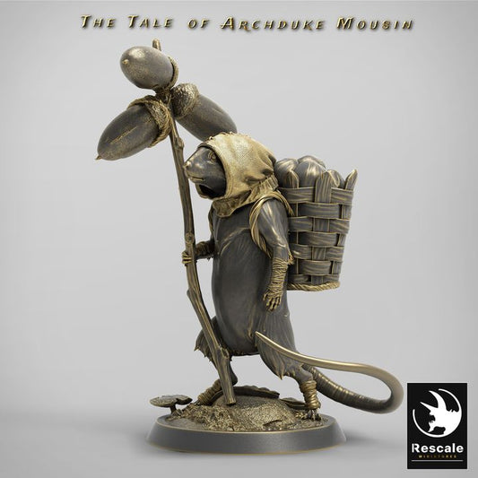 Mouse Humanoid Farmer Miniature | Medium | Rescale Miniatures | D&D DnD Pathfinder Miniature
