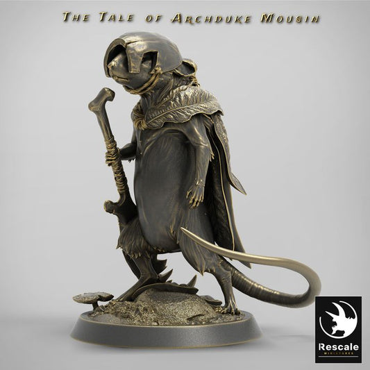 Mouse Warrior Guard Miniature | Medium | Rescale Miniatures | D&D DnD Pathfinder Miniature