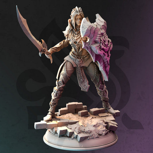 Drow Paladin Elf Warrior Figure | Medium | DM Stash | D&D DnD Pathfinder Miniature