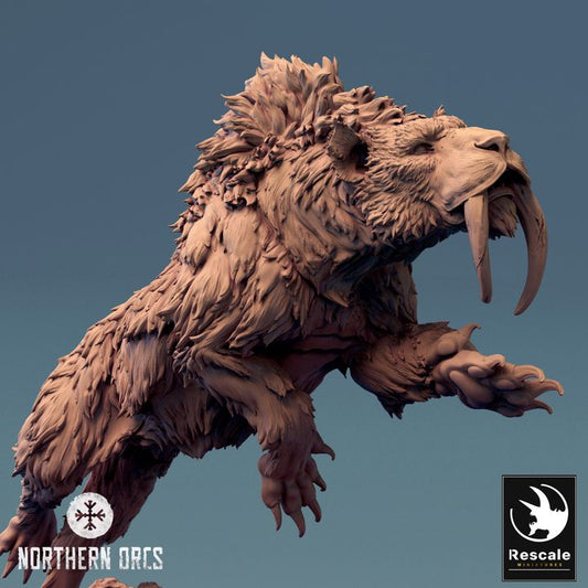 Saber-Toothed Tiger Beast Miniature | Large | Rescale Miniatures | D&D DnD Pathfinder Miniature