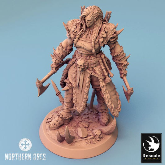 Orc Queen Warrior Barbarian Miniature | Medium | Rescale Miniatures | D&D DnD Pathfinder Miniature