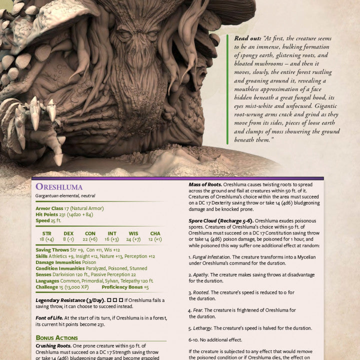 Oreshluma, Fungal Deity - Natural (100mm Base)