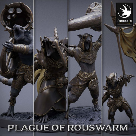 Collection Ratfolk Barbarian Rogue Warrior Pack | Medium | Rescale Miniatures | D&D DnD Pathfinder Miniature