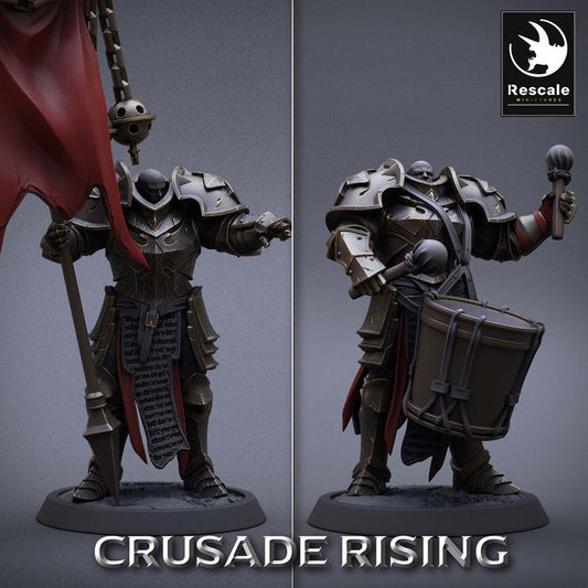 Collection Templar Paladin Support Banner Drummer | Medium | Rescale Miniatures | D&D DnD Pathfinder Miniature