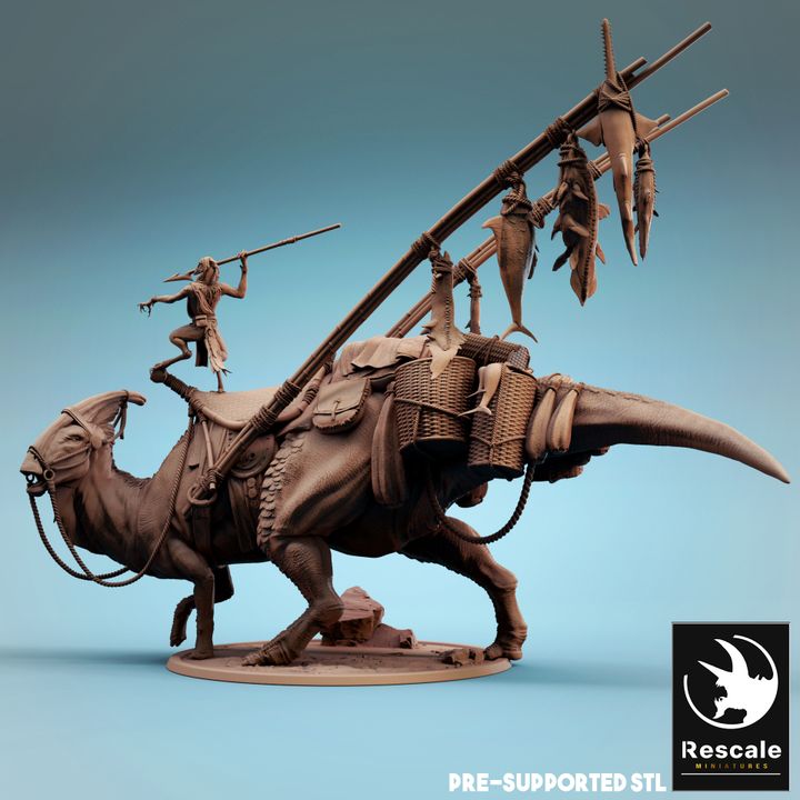 Parasaurolophus Kenku Mount Dinosaur | Gargantuan | Rescale Miniatures | D&D DnD Pathfinder Miniature