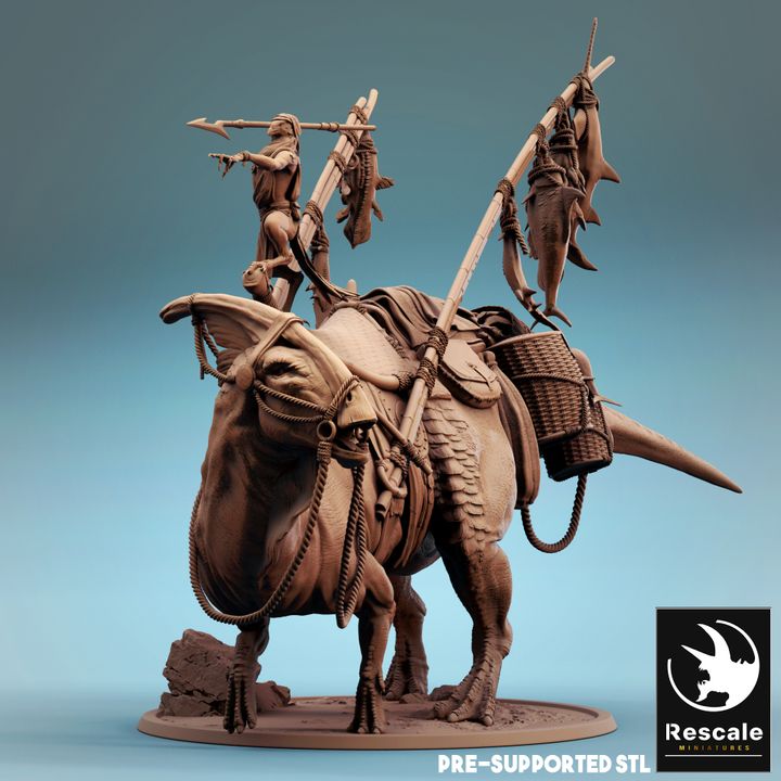 Parasaurolophus Kenku Mount Dinosaur | Gargantuan | Rescale Miniatures | D&D DnD Pathfinder Miniature