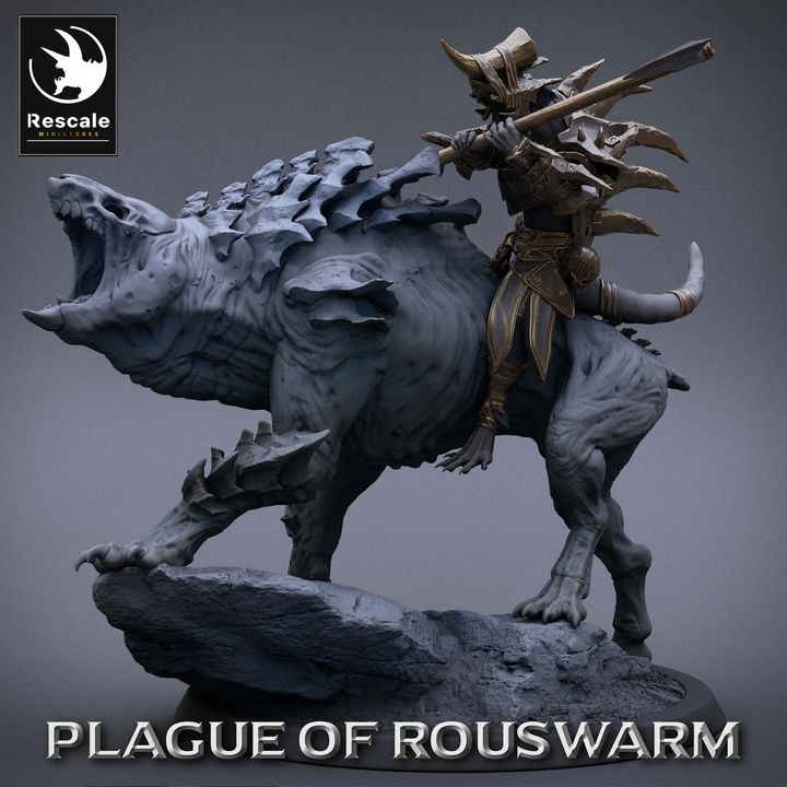 Rat Rider Warrior - Roaring (50mm Base)
