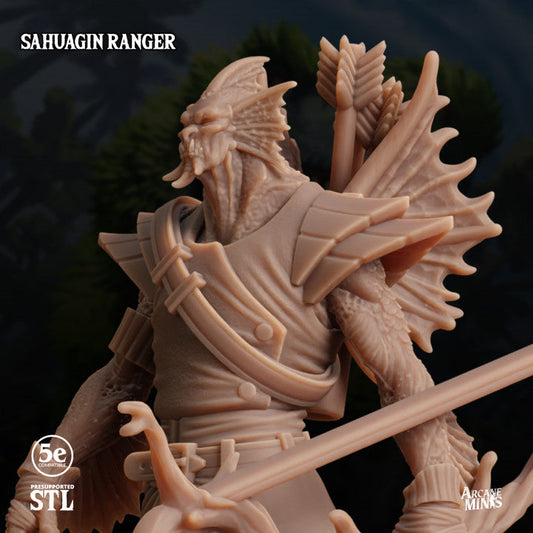 Sahuagin Ranger Bow Monster | Medium | Sordane Publishing | D&D DnD Pathfinder Miniature