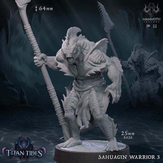 Sahuagin Warrior Humanoids Monsters | Medium | Mammoth Factory | D&D DnD Pathfinder Miniature