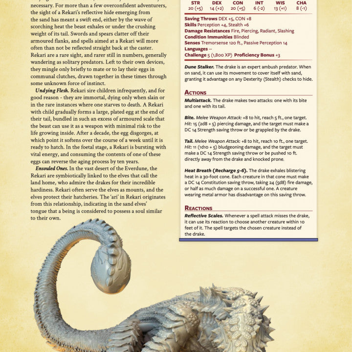 Rekari Sand Drake with Ekrothari Warrior - Mounted (50mm Base)