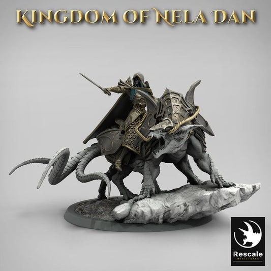 Elf Warrior Mounted Beast | Large | Rescale Miniatures | D&D DnD Pathfinder Miniature