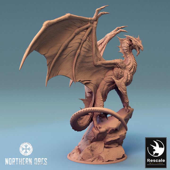 Legendary Metallic Silver Dragon - Imperial (100mm Base)