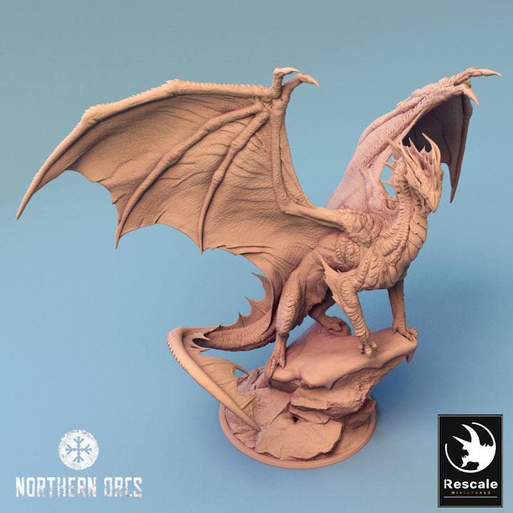 Legendary Metallic Silver Dragon - Imperial (100mm Base)