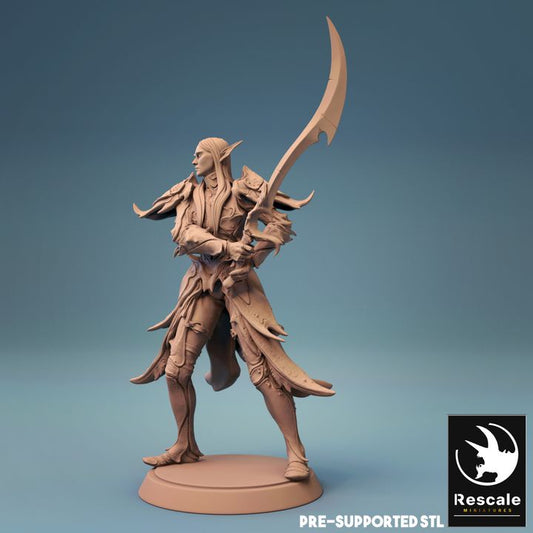 Elf Warrior Sword Fighter Miniature | Medium | Rescale Miniatures | D&D DnD Pathfinder Miniature