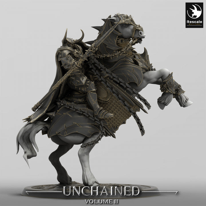 Rearing Armored War Horse Model | Large | Rescale Miniatures | D&D DnD Pathfinder Miniature