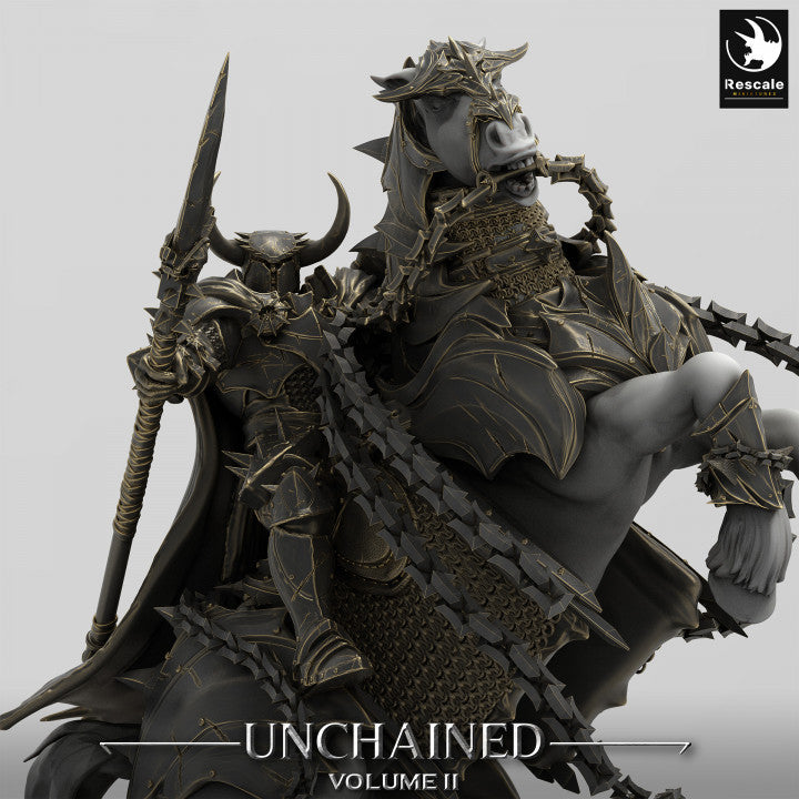 Rearing Armored War Horse Model | Large | Rescale Miniatures | D&D DnD Pathfinder Miniature