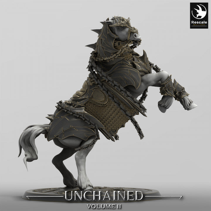 Rearing Armored War Horse Model | Large | Rescale Miniatures | D&D DnD Pathfinder Miniature