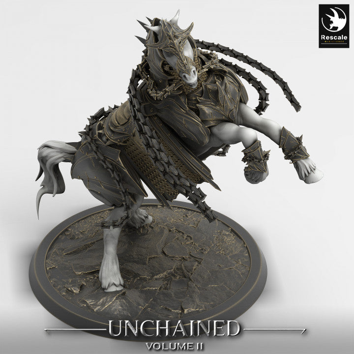 Rearing Armored War Horse Model | Large | Rescale Miniatures | D&D DnD Pathfinder Miniature