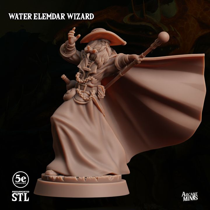 Water Elemdar Wizard - Casting (25mm Base)