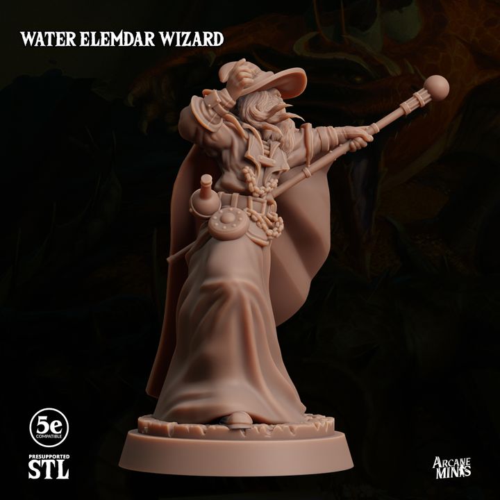 Water Elemdar Wizard - Casting (25mm Base)