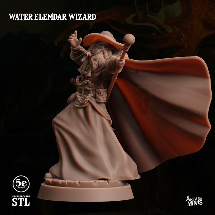 Water Elemdar Wizard - Casting (25mm Base)