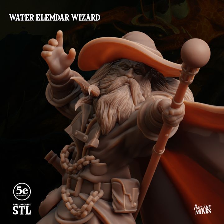 Water Elemdar Wizard - Casting (25mm Base)