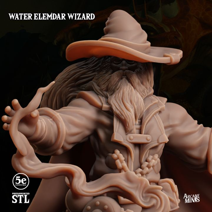 Water Elemdar Wizard - Casting (25mm Base)