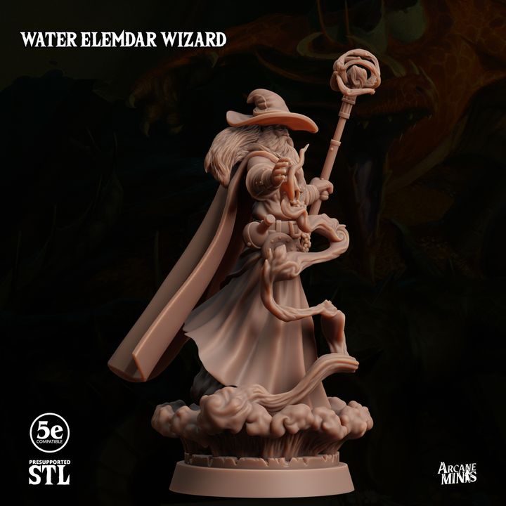Water Elemdar Wizard - Casting (25mm Base)