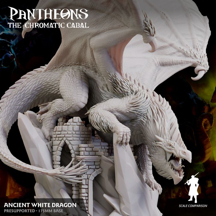 Ancient White Dragon - Roaring (175mm Base)