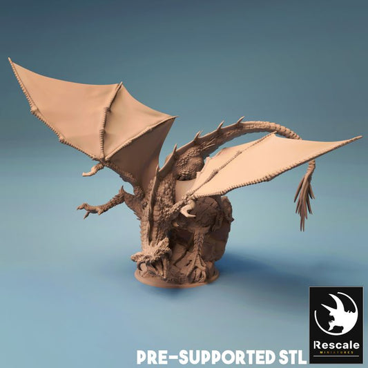 Young Black Dragon Figure | Large | Rescale Miniatures | D&D DnD Pathfinder Miniature