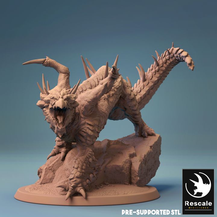 Young Brown Dragon Guard Model | Large | Rescale Miniatures | D&D DnD Pathfinder Miniature