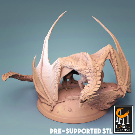 Young Magma Dragon Figure | Large | Rescale Miniatures | D&D DnD Pathfinder Miniature