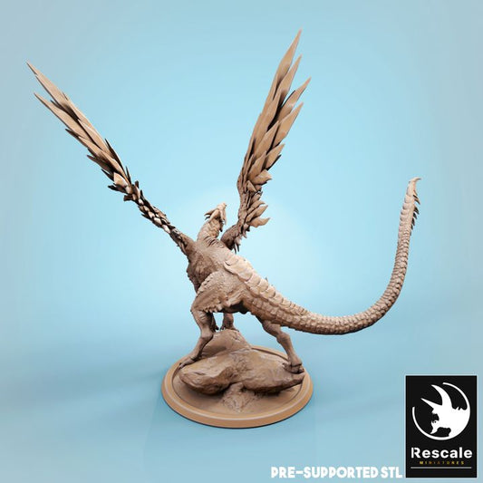 Young Steel Dragon Model | Large | Rescale Miniatures | D&D DnD Pathfinder Miniature