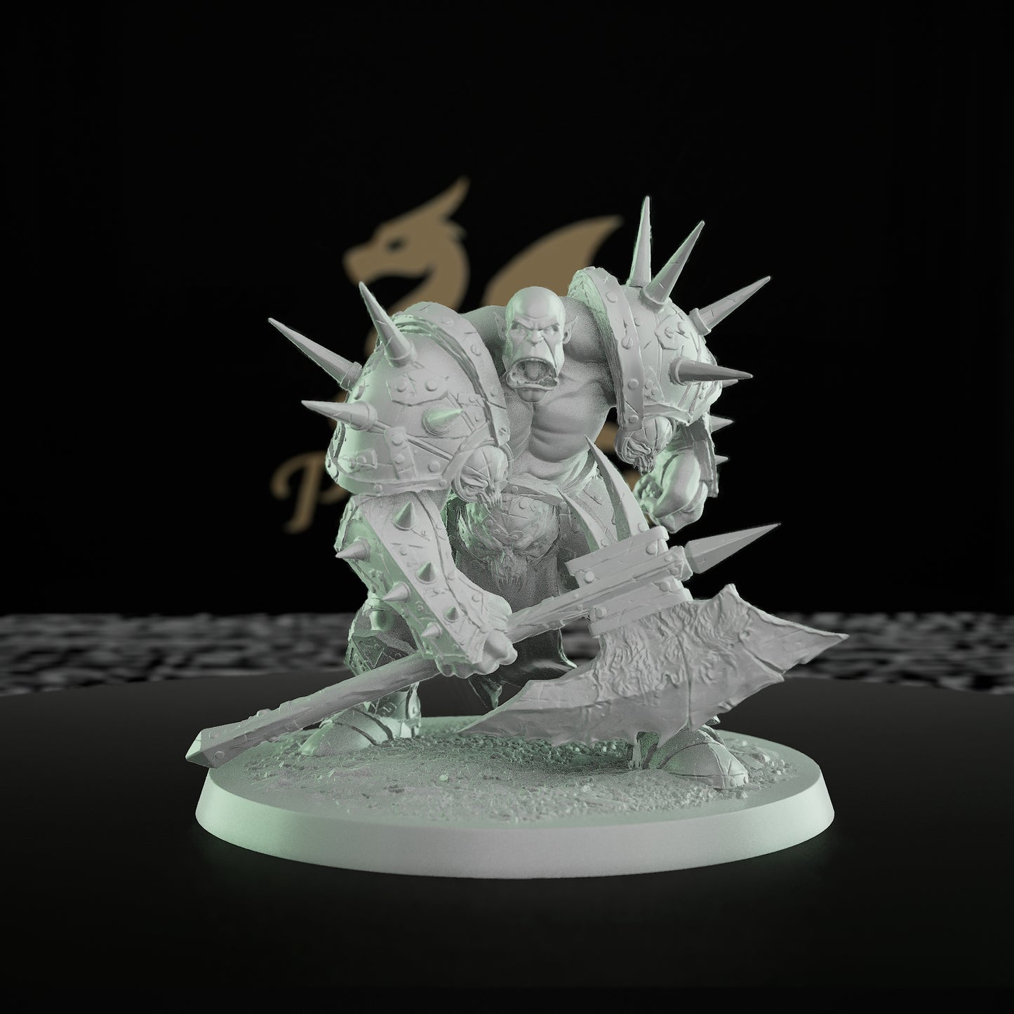 Collection Orc Warlord Spiked Armor Axe | Large | Rescale Miniatures | D&D DnD Pathfinder Miniature
