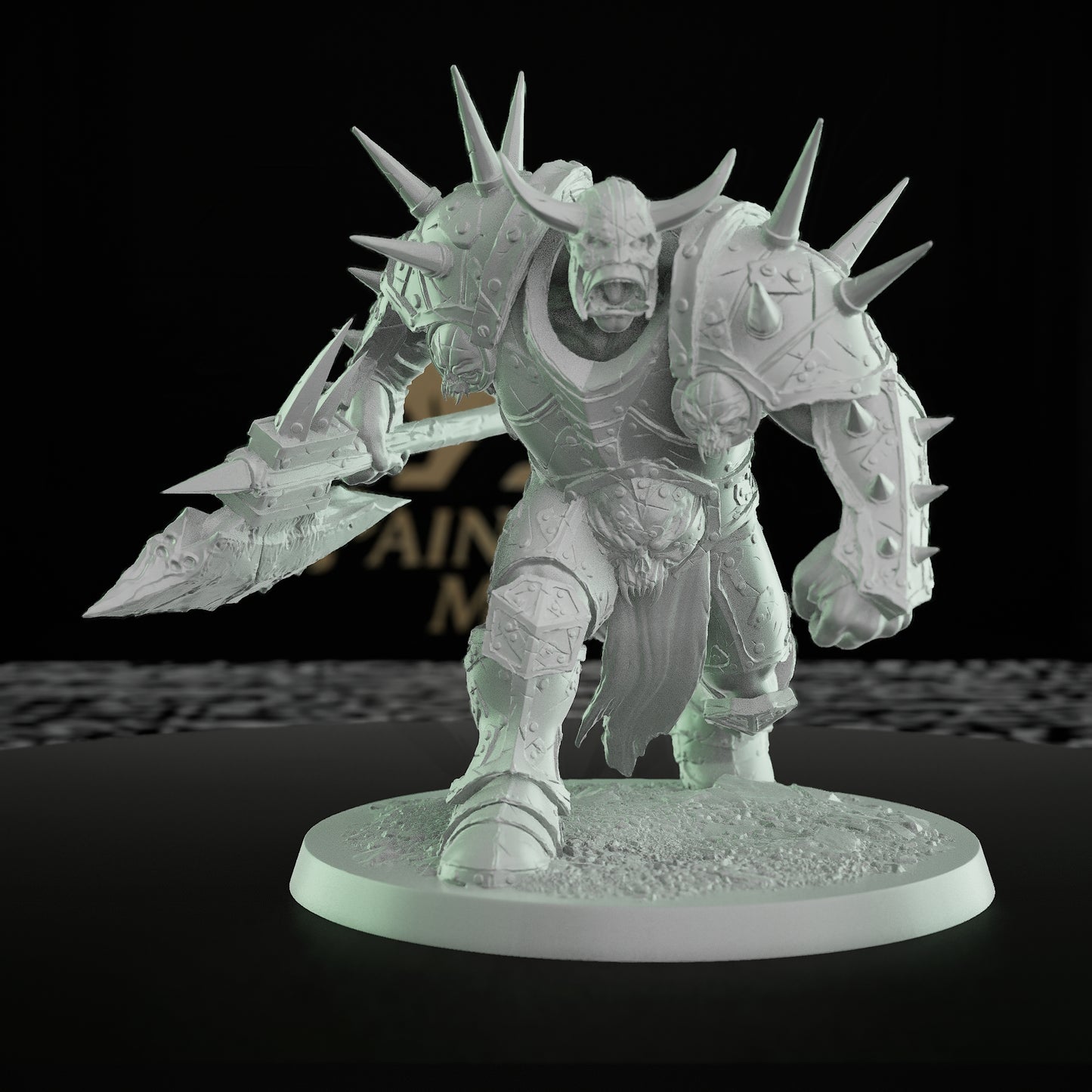Collection Orc Warlord Spiked Armor Axe | Large | Rescale Miniatures | D&D DnD Pathfinder Miniature