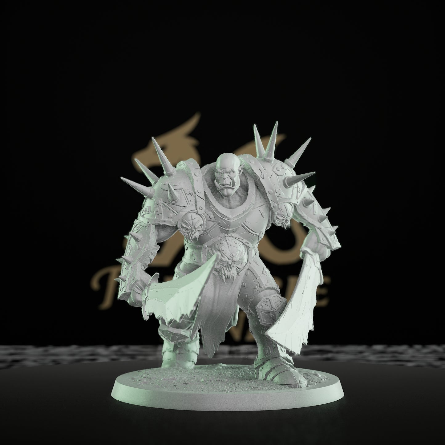 Collection Orc Warlord Spiked Armor Axe | Large | Rescale Miniatures | D&D DnD Pathfinder Miniature