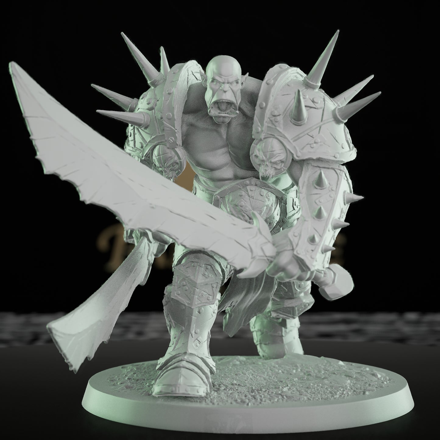 Collection Orc Warlord Spiked Armor Axe | Large | Rescale Miniatures | D&D DnD Pathfinder Miniature