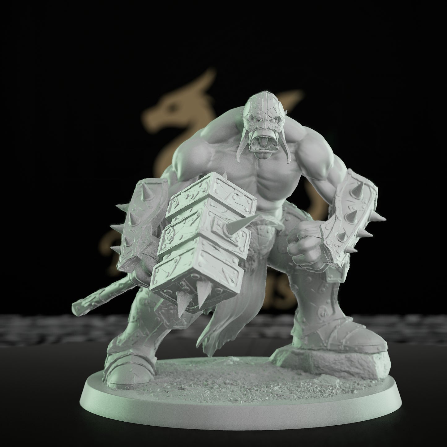 Collection Orc Warlord Spiked Armor Axe | Large | Rescale Miniatures | D&D DnD Pathfinder Miniature